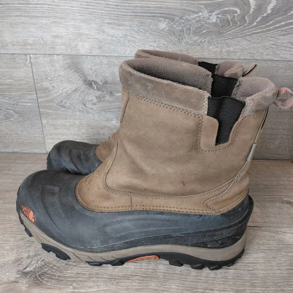 The North Face Chilkat Brown Leather Waterproof Insulated Snow Boots Men Size 12